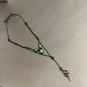 Lucky brand adjustable size bronze green layered necklace